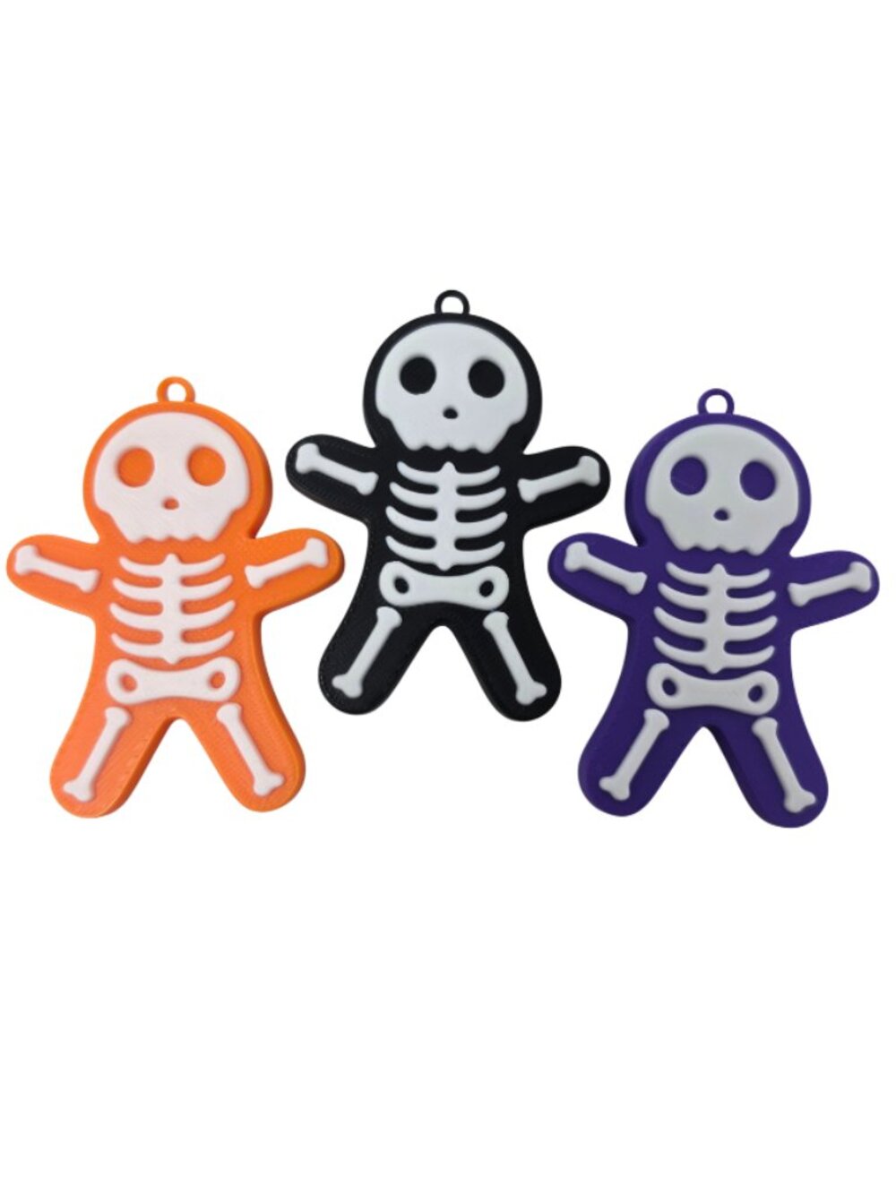 New 3D Printed Set 3 Skeleton Gingerbread 2.75" Ornaments Halloween Tree Decor